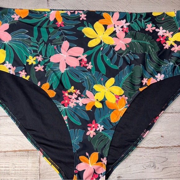Old Navy Women's Size 3X Black Tropical High-Rise Classic Bikini Swim Bottom - Picture 6 of 13
